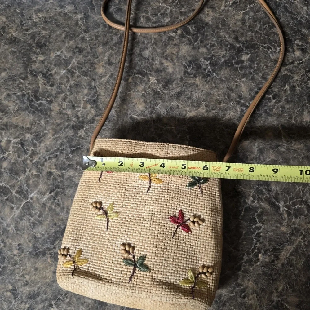 Fossil Straw Crossbody, Beaded, Leather